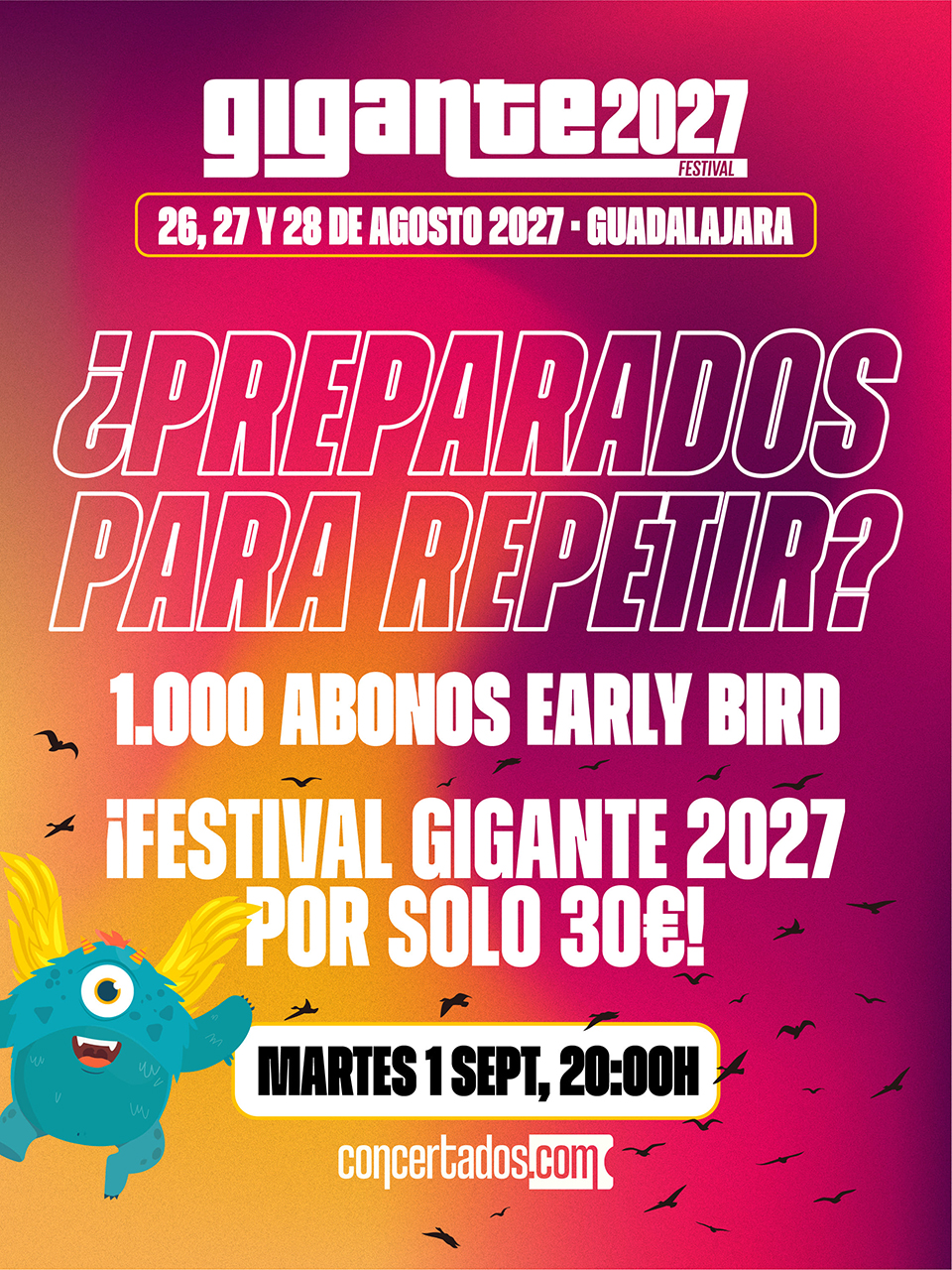 El Festival Gigante 2027 pone a la venta en Guadalajara sus primeros mil abonos a 30 euros